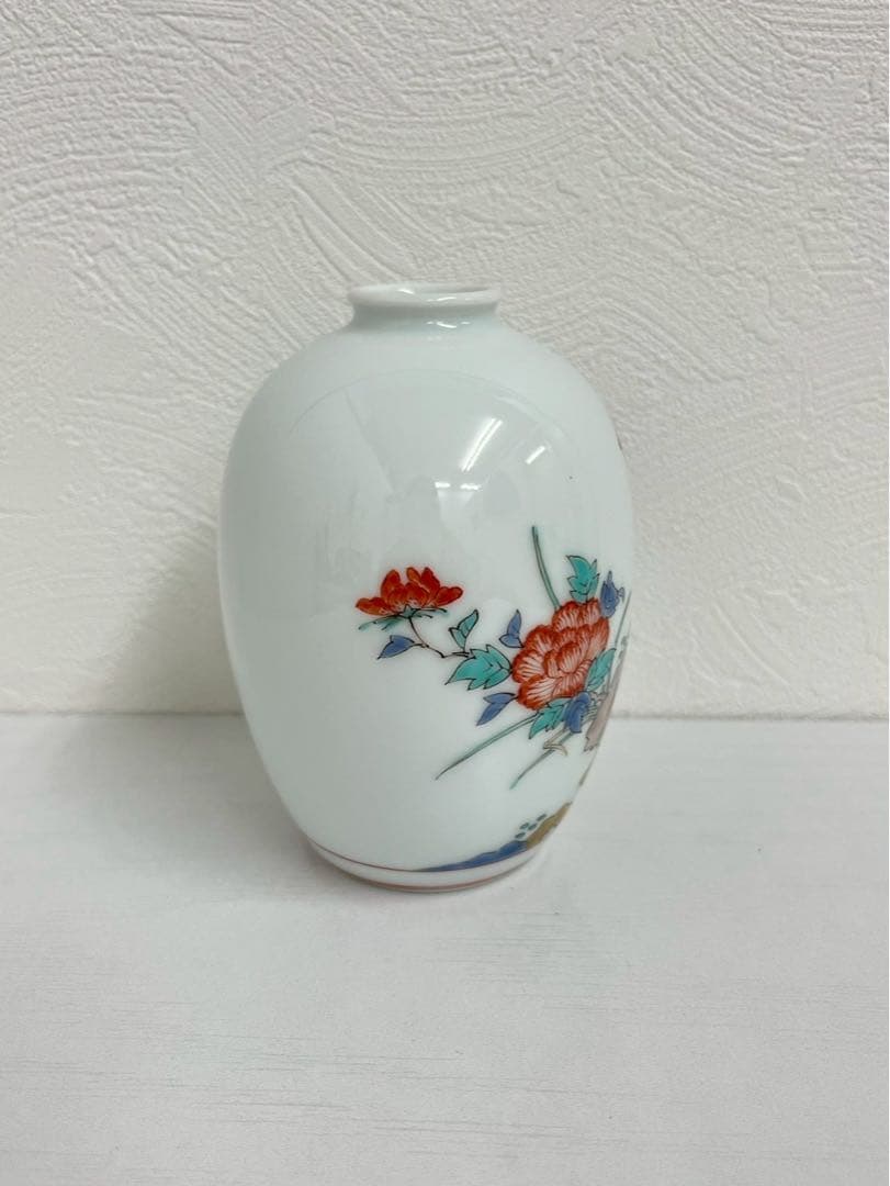 共箱付き 有田焼 色絵花文 壺 作家物 未使用 美品 花瓶 飾壺