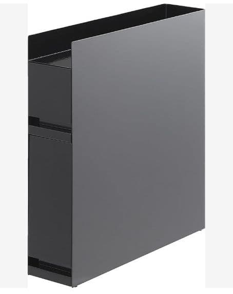 隠せる 調味料ラック 2段 ブラック 約W12.5×D50～93×H52.5cm