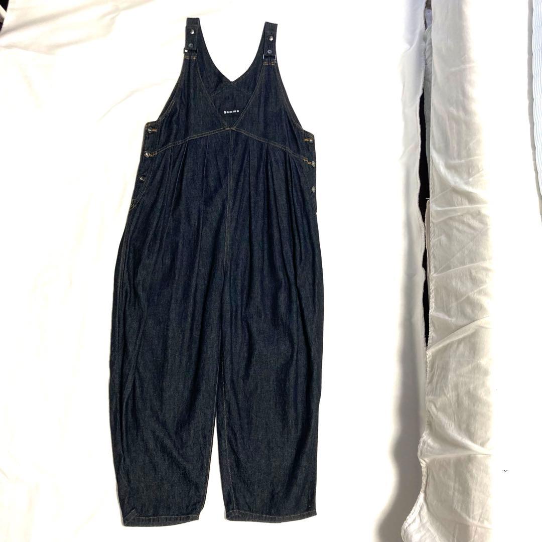 gomme ゴム　サロペット　オールインワン　ネイビー