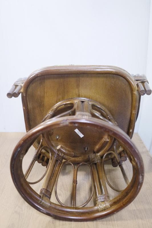 ほぼ未使用に近く極美品◆天然籐 座椅子/回転チェア 【ハイタイプ】 肘付き