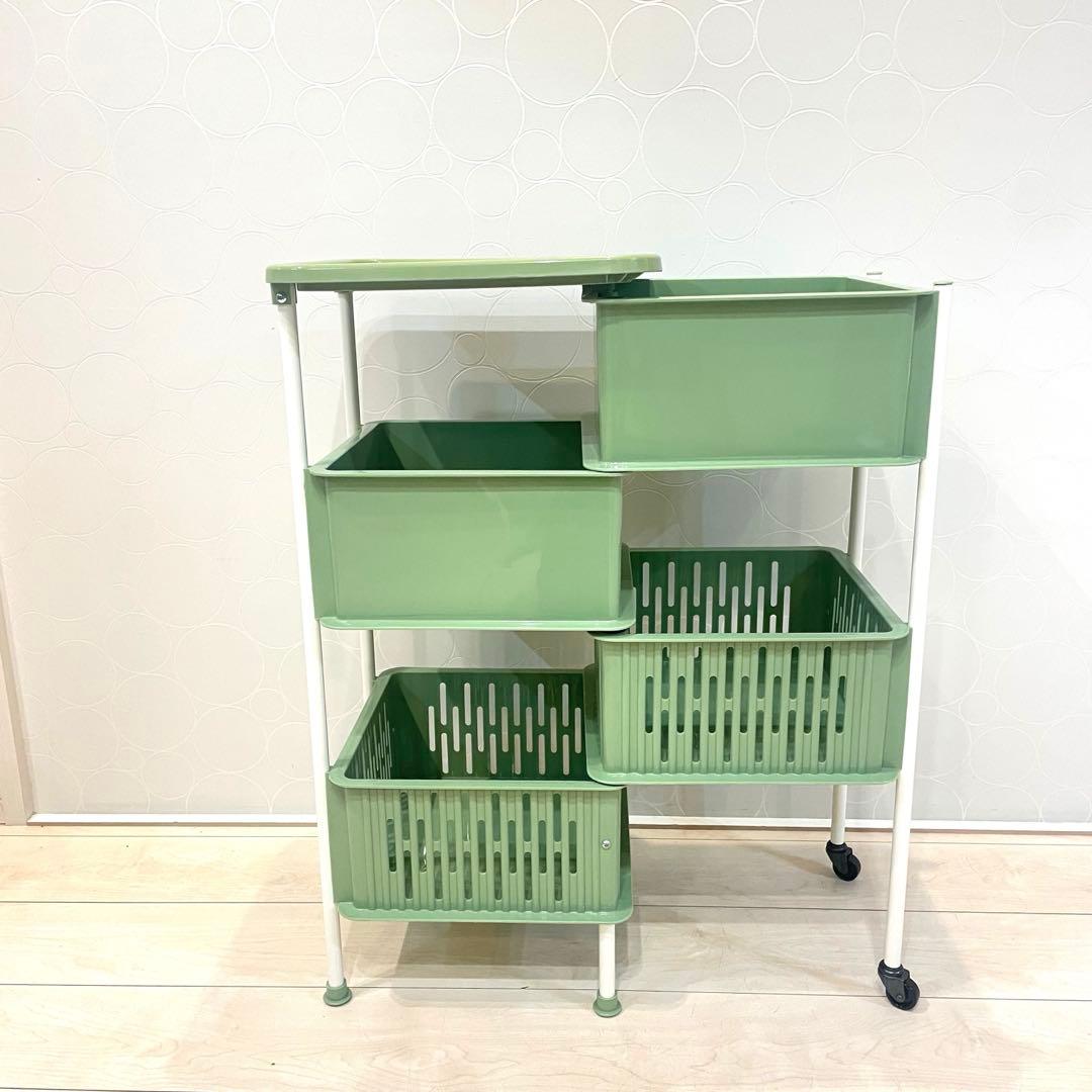 【希少】SEKISUI PLASTICS 収納ワゴン 昭和レトロ キャスター付