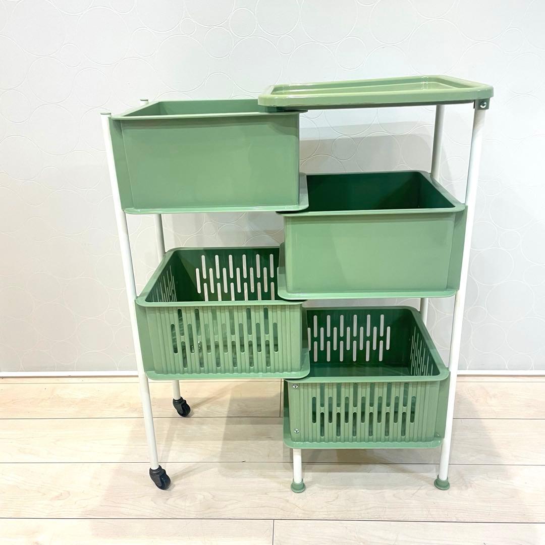 【希少】SEKISUI PLASTICS 収納ワゴン 昭和レトロ キャスター付