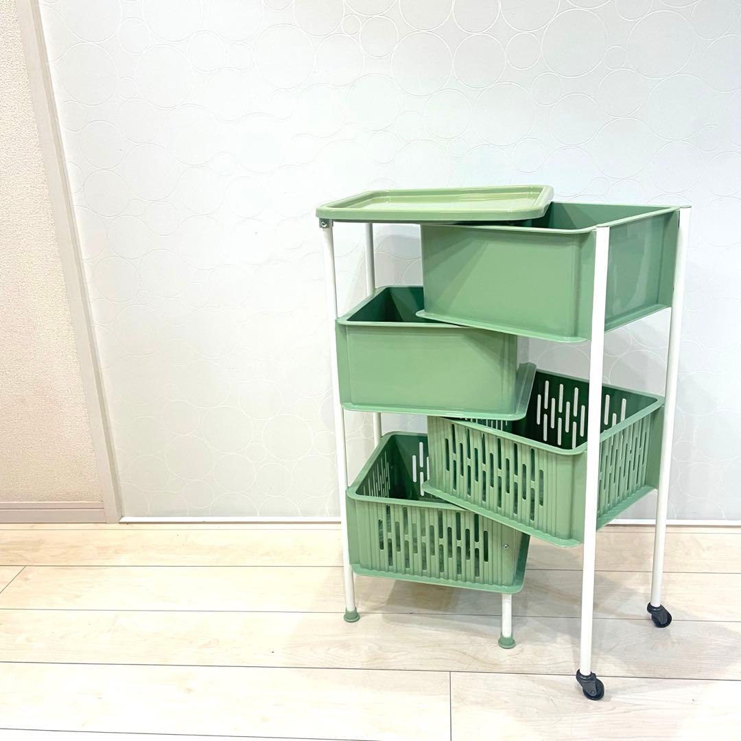 【希少】SEKISUI PLASTICS 収納ワゴン 昭和レトロ キャスター付