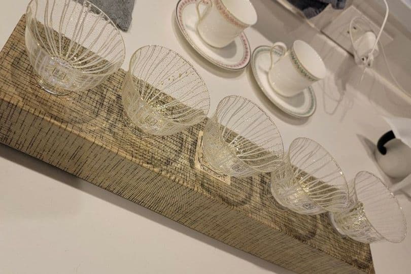 未使用品 上野良樹 作 硝子製 5客 ガラス ゴールド窯変グラス 箱有り