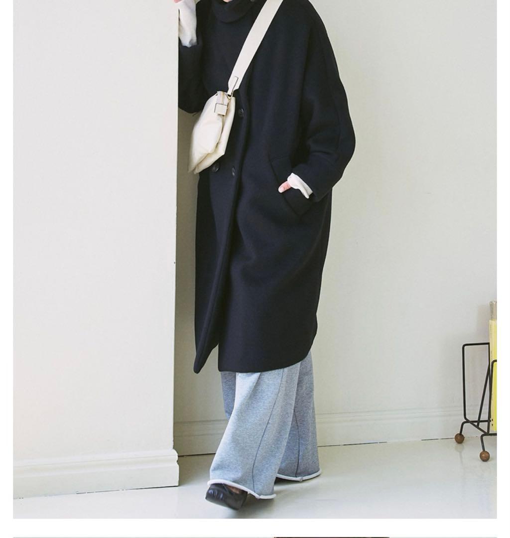 ティッカ　スピックアンドスパン　ブラック テントコートロングコート25AW