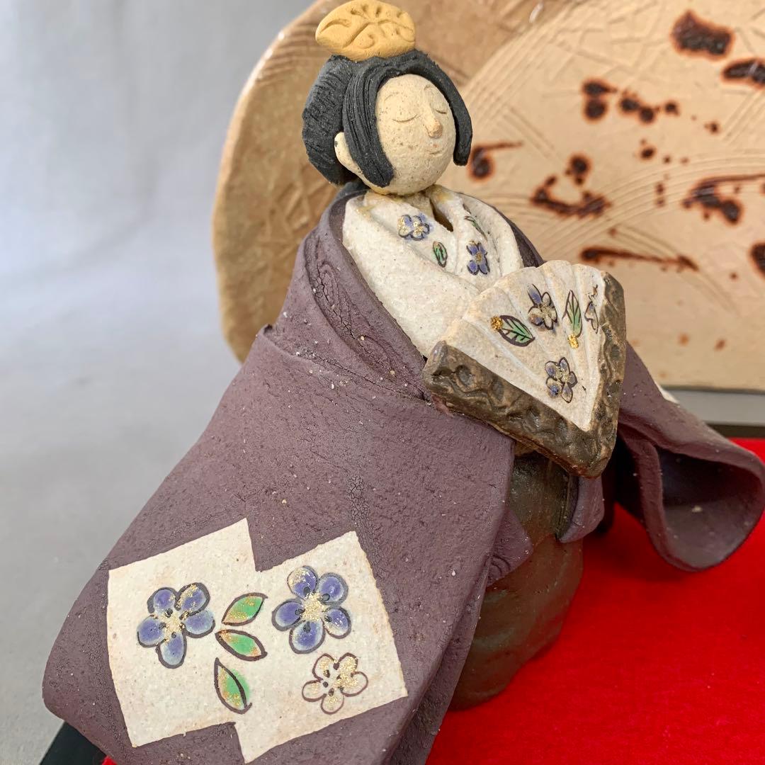 【未使用】柴立雛　衝立付　明山窯　雛人形　ひな祭り　陶