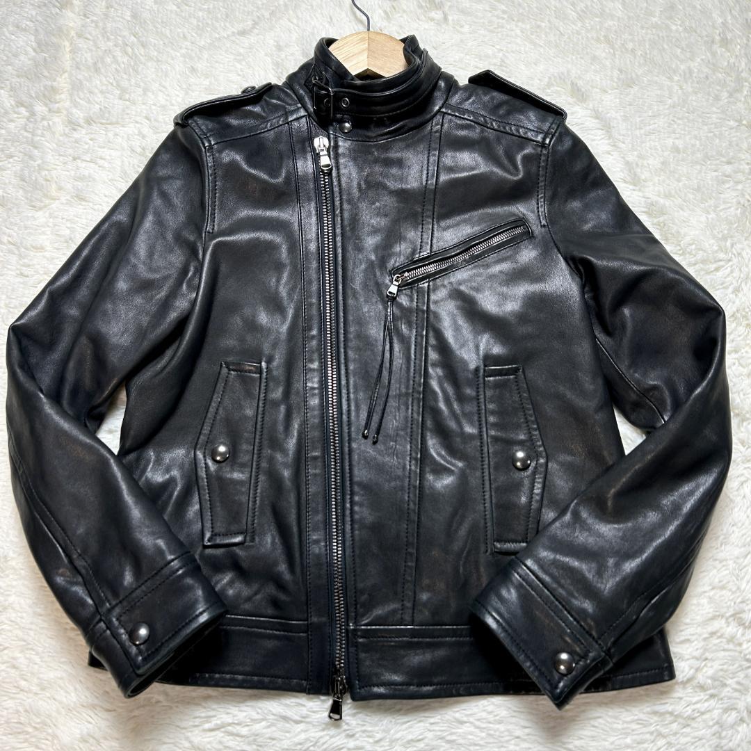 美品✨ディーゼル レザージャケット ラムレザー ブルゾン エポーレット ブラック