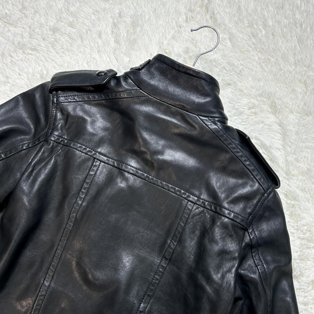 美品✨ディーゼル レザージャケット ラムレザー ブルゾン エポーレット ブラック