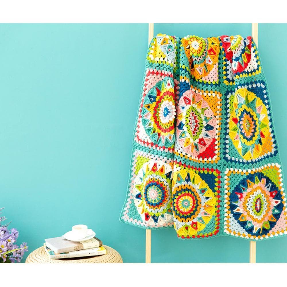 曼荼羅☆モチーフ かぎ針 編み エスニック マルチカバー ひざかけ こたつカバー