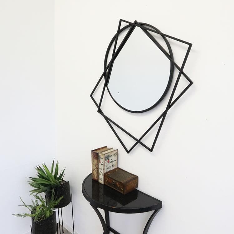 ウォールミラー/壁飾り ブラックアイアン モダン