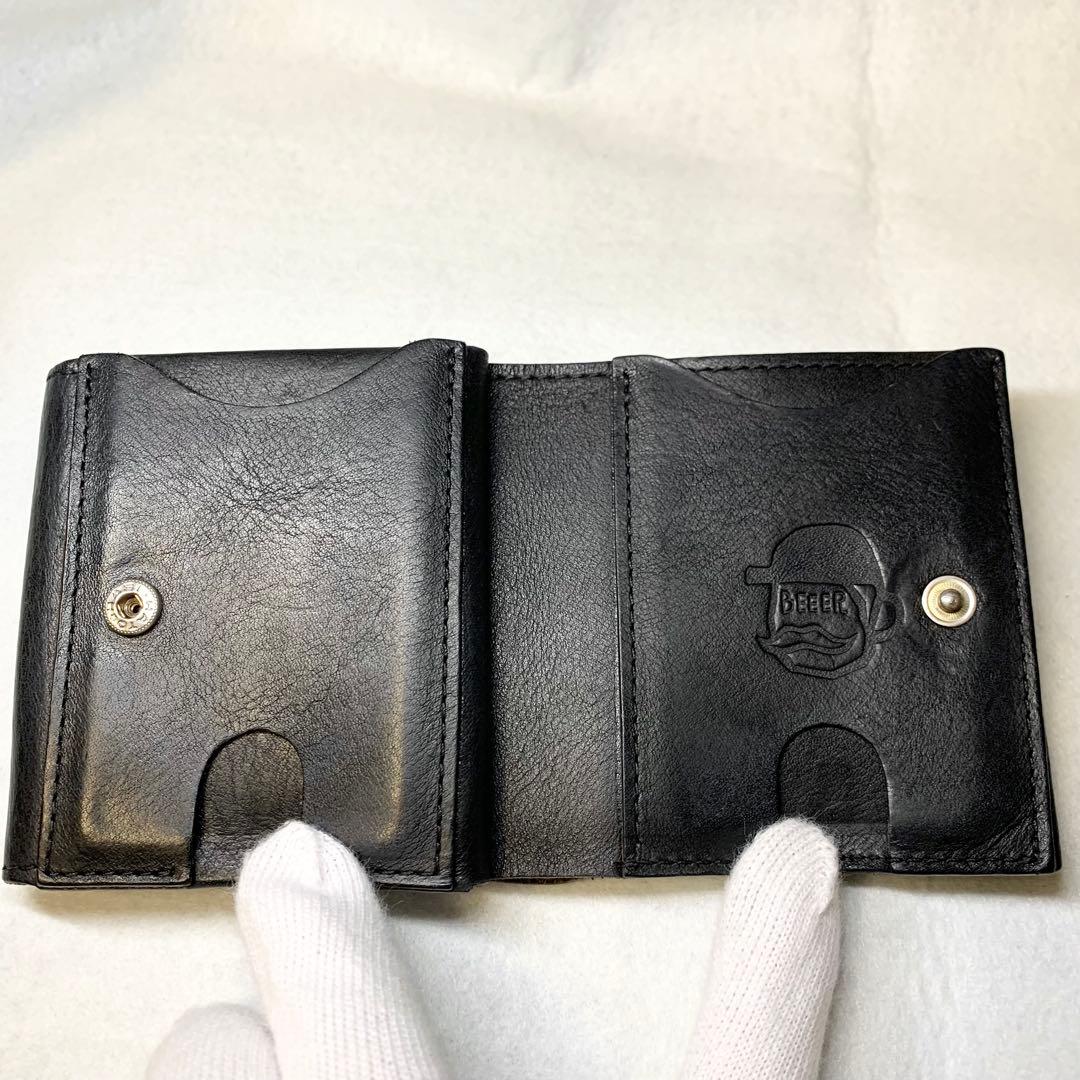 希少 ビアベリー ハッチバック コンパクト財布 折り財布 牛革 ブラック 保存箱
