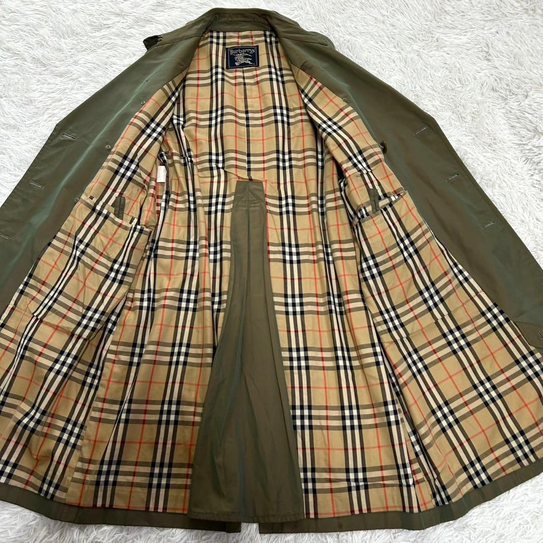 【美品】バーバリー　トレンチコート　ロング丈　タマムシ　メンズ　L相当