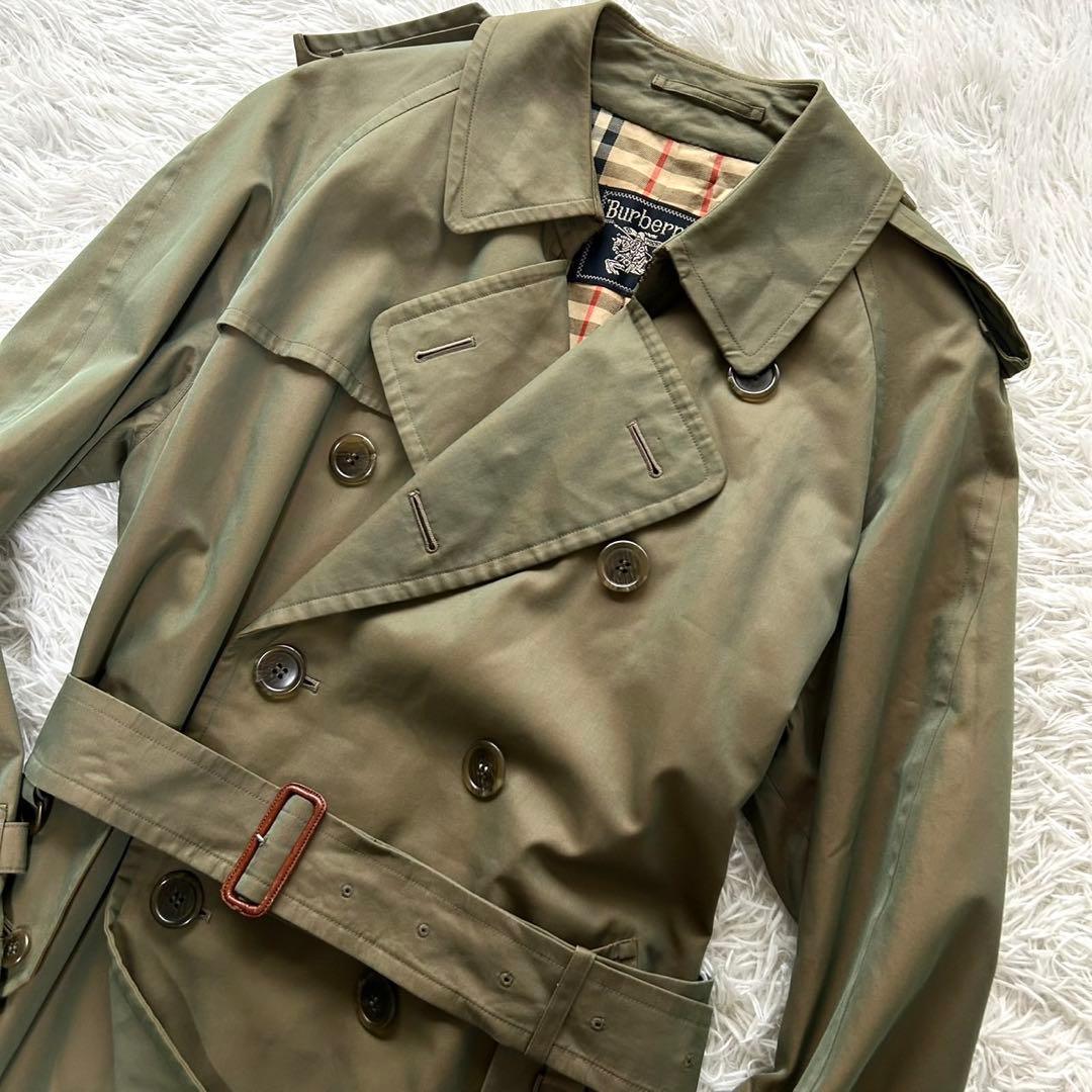 【美品】バーバリー　トレンチコート　ロング丈　タマムシ　メンズ　L相当