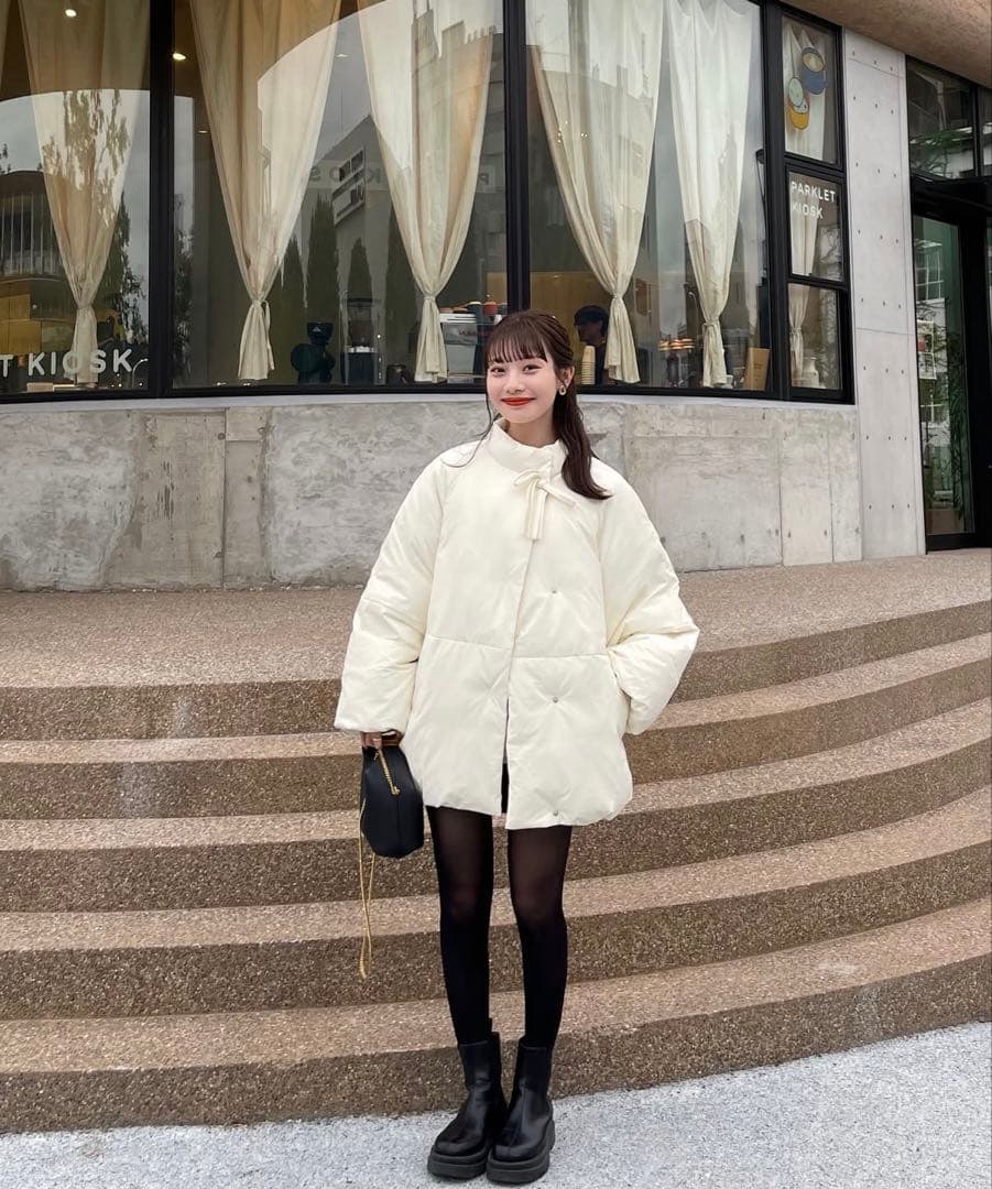 中綿リボンミドルコート