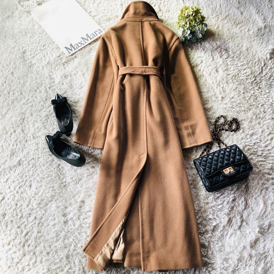 美品✨マックスマーラ ベルテッドコート アンゴラ 女優襟 銀タグ キャメル40
