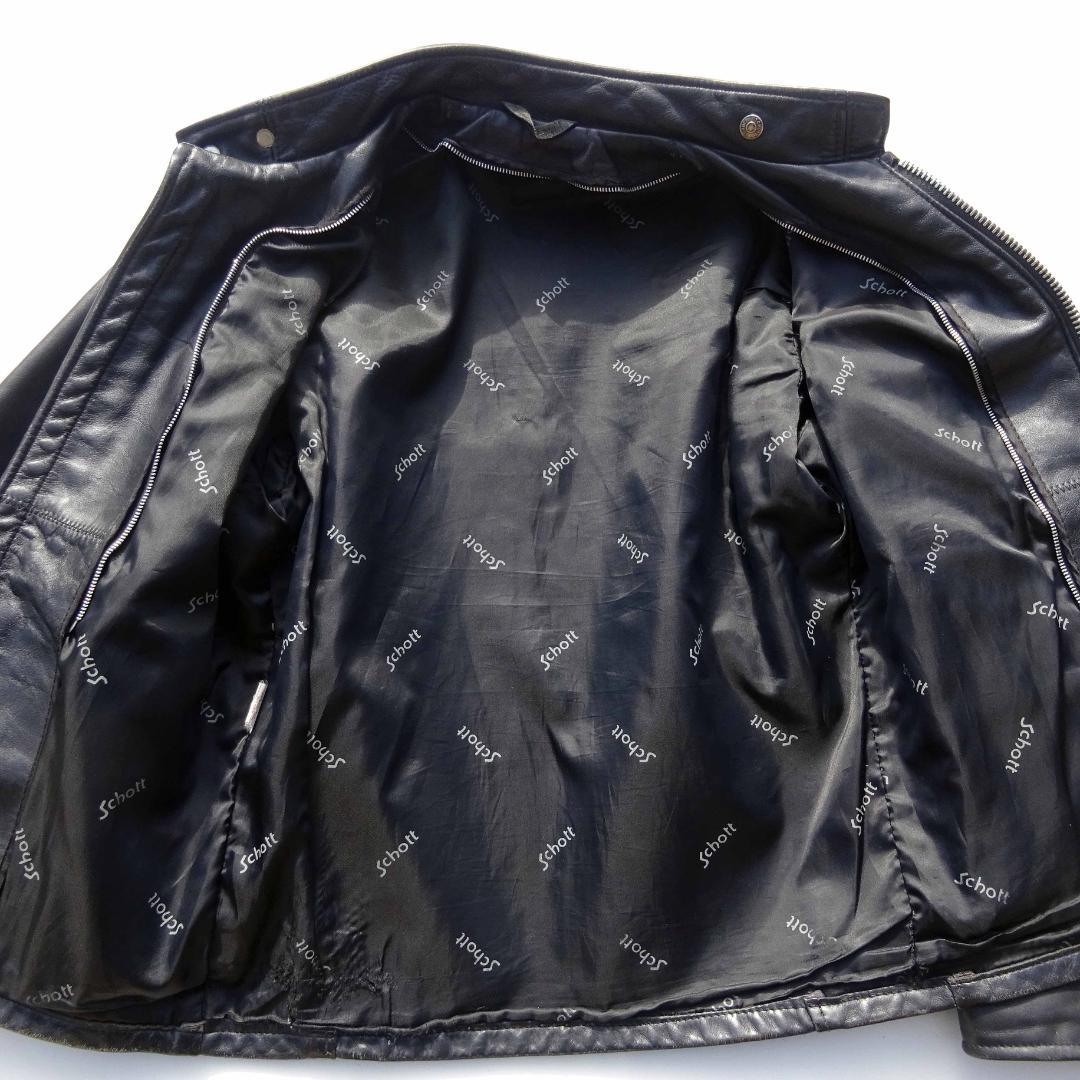 ショットUSA製641 LENZIP シングルライダース立ち襟 36ライナーなし