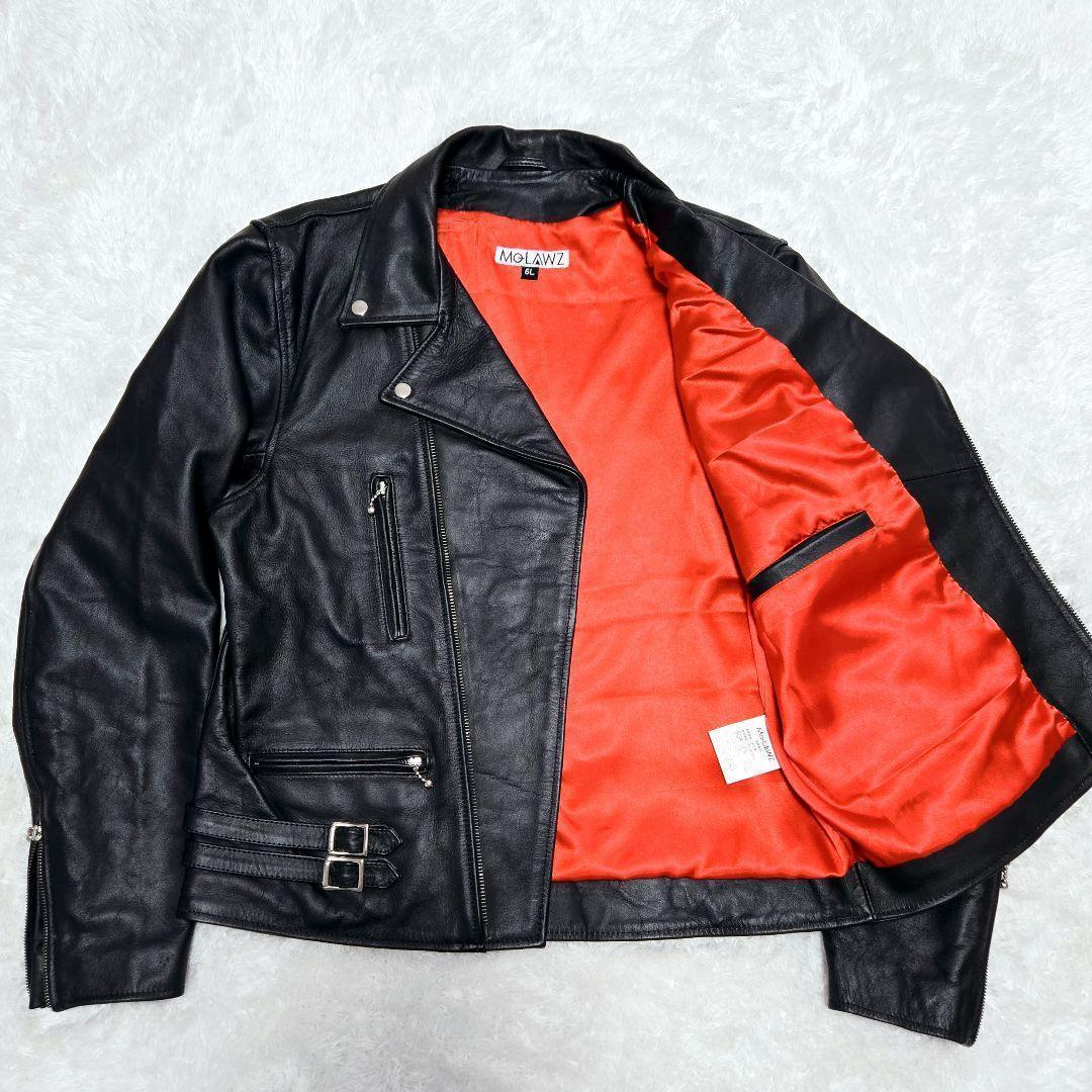限定値下☆希少5L✨ MOLAWZ 本革 水牛革 ダブルライダース 大きいサイズ