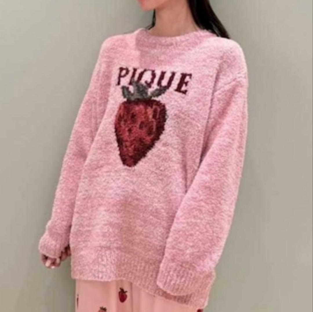 ＊新品 ジェラートピケ メランジストロベリージャガードプルオーバー ピンク