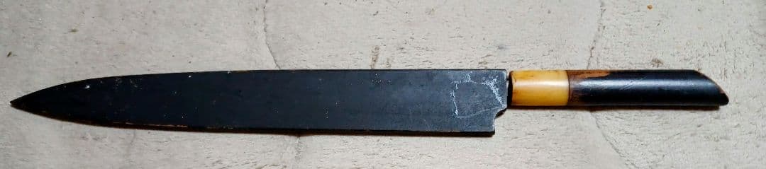 正本　総本店　柳葉包丁　本鋼　角巻　鞘付き