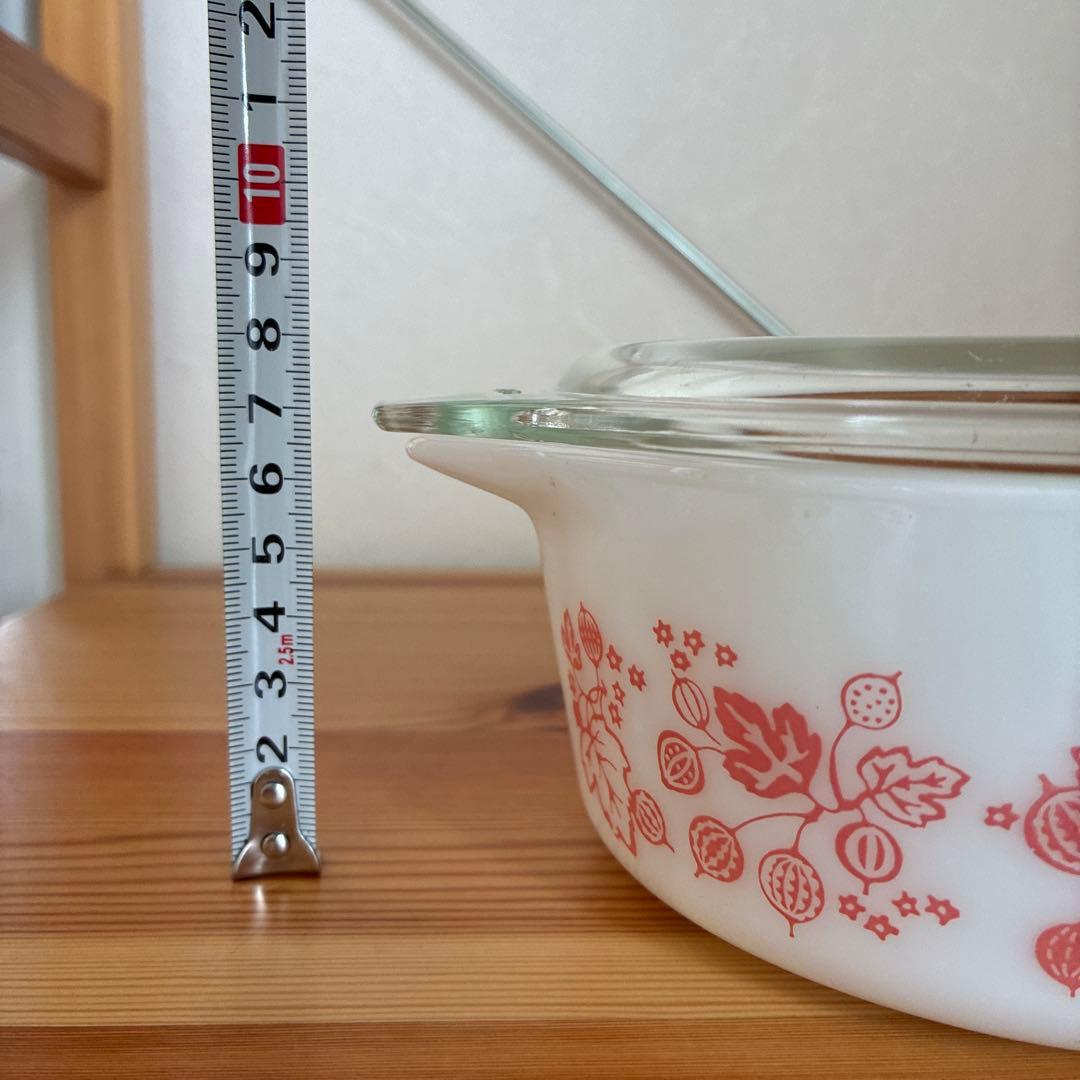 オールドパイレックス　キャセロール　ヴィンテージ　ピンクグースベリー　昭和レトロ