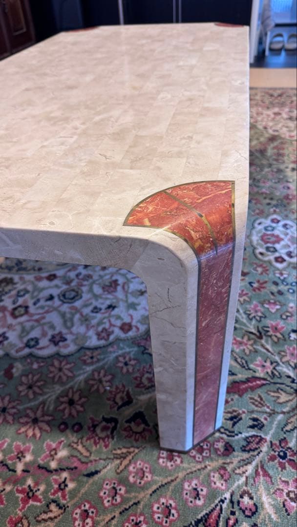 マーブル調ローテーブル