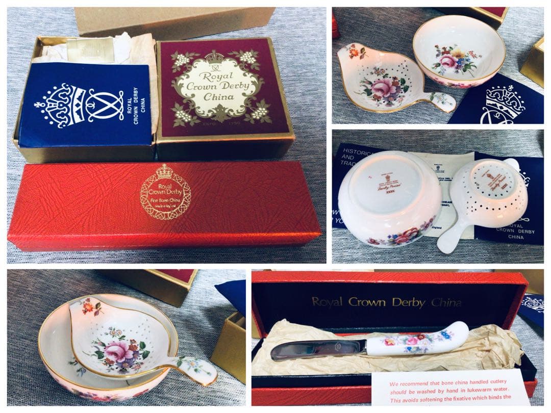 英国 ロイヤルクラウンダービー ビンテージ Posy 花柄模様 茶器2点 未使用