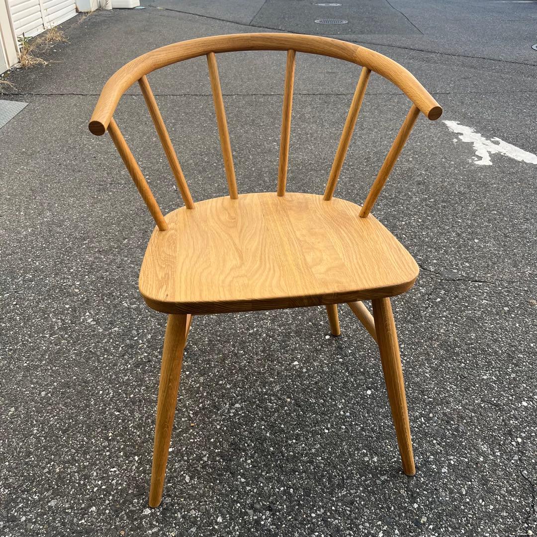 無印良品 オーク材 アームチェア 丸脚 天然木 木製 椅子