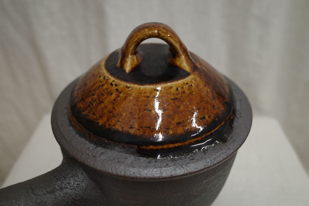 【新品未使用】　岩井窯　山本教行さん　蓋付片手土鍋