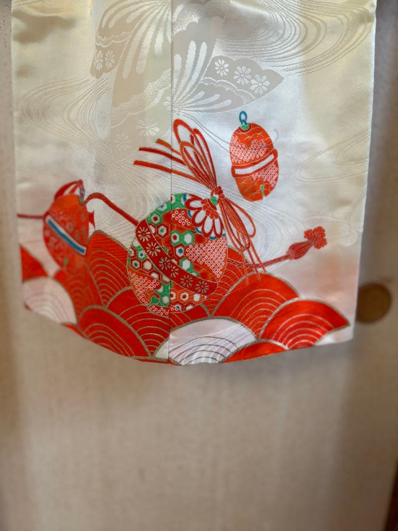 【値下げ】7歳　女の子用フルセット　裾除け　正絹　七五三　金刺繍入り　他小物付き