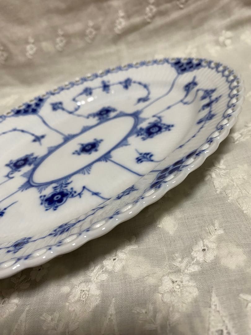 ロイヤルコペンハーゲン ブルーフルーテッド フルレース オーバル 25㎝