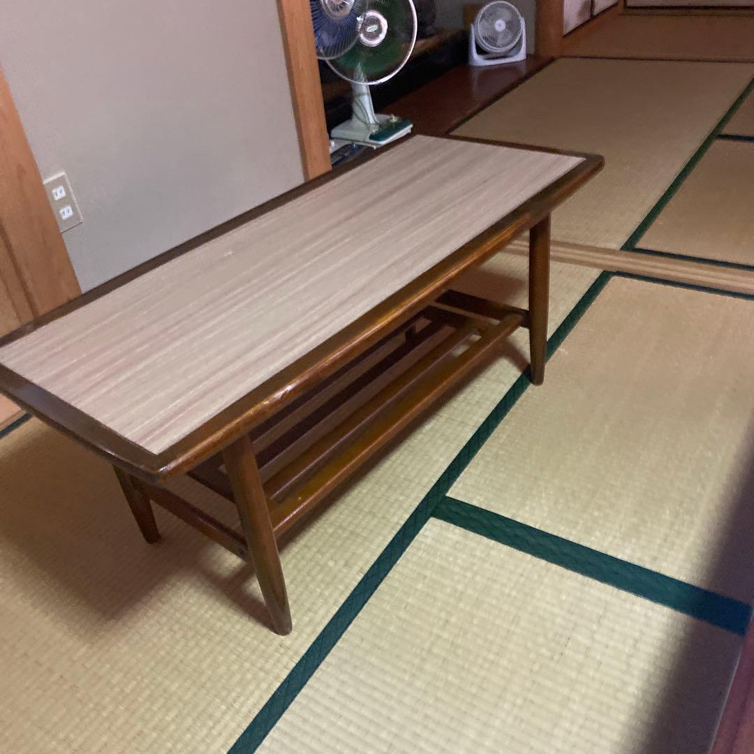 木製ローテーブル 約105cm x 46cm ビンテージ　昭和レトロ　洋間