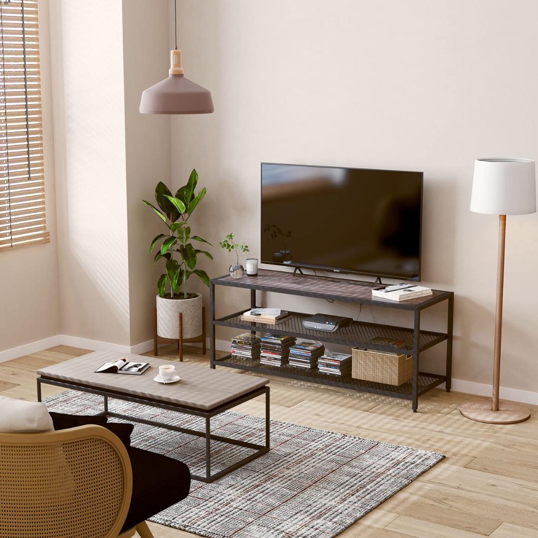 木目調 テレビボード エレガントウッド 豊富な収納スペース付き