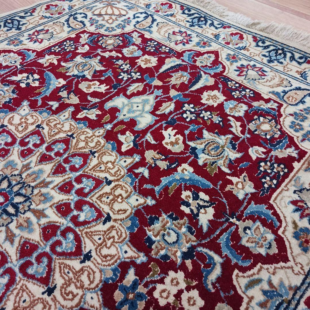 専用Y2000 ペルシャ絨毯 イラン ナイン産 ウール 手織り 127×90㎝