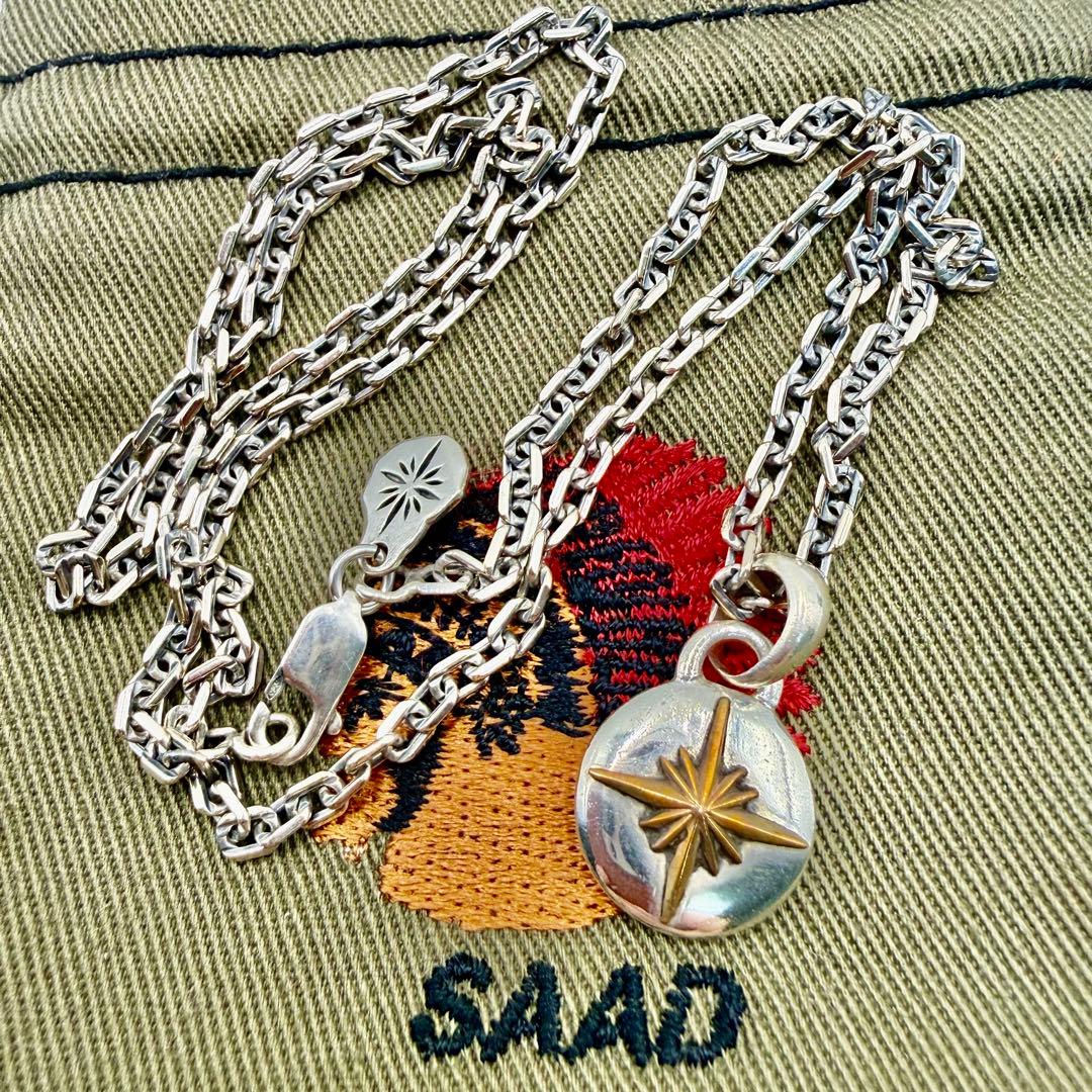 SAAD シルバー太陽神トップ　細角チェーンセット　約50センチ