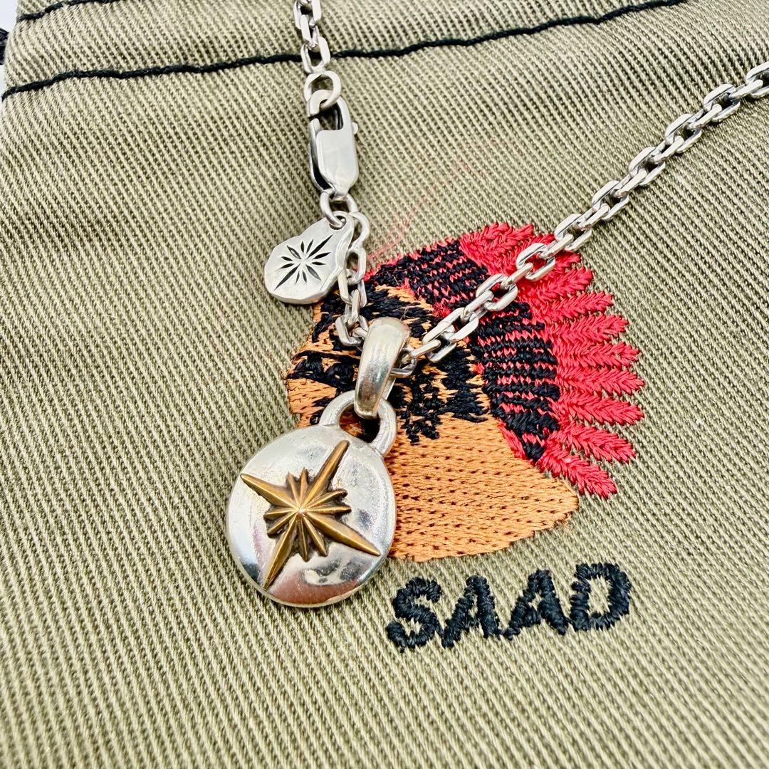 SAAD シルバー太陽神トップ　細角チェーンセット　約50センチ