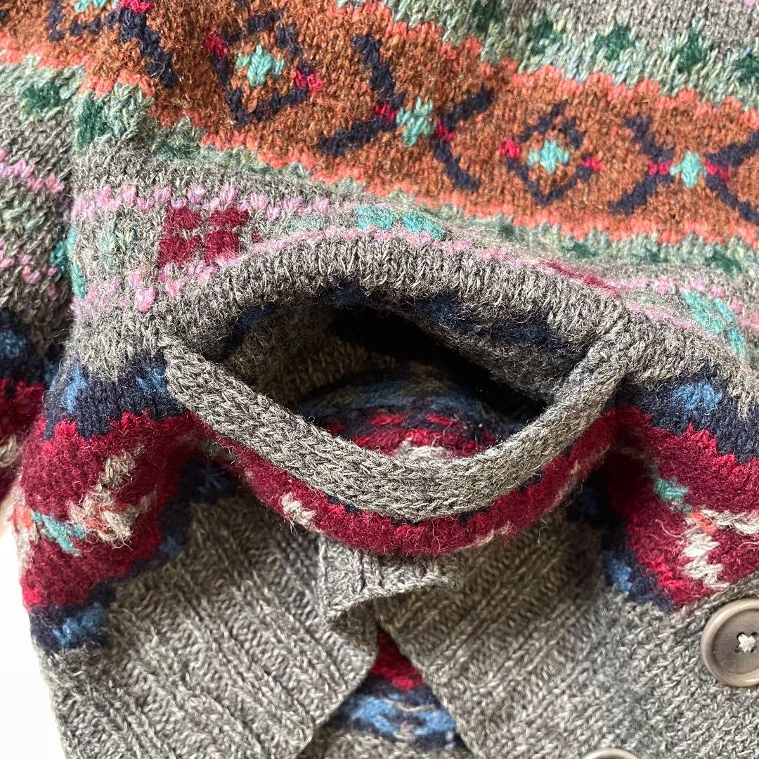 ラルフローレン カシミヤ混 ウール フェアアイル柄 ニット カーディガン M