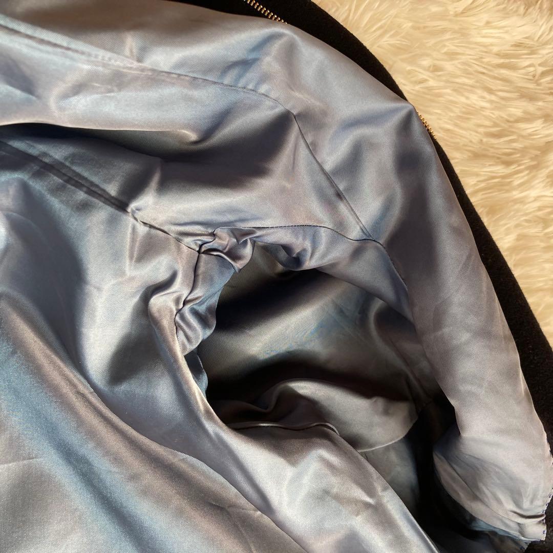 トゥモローランドコレクション　フード付きロングコート ウール　40 ネイビー