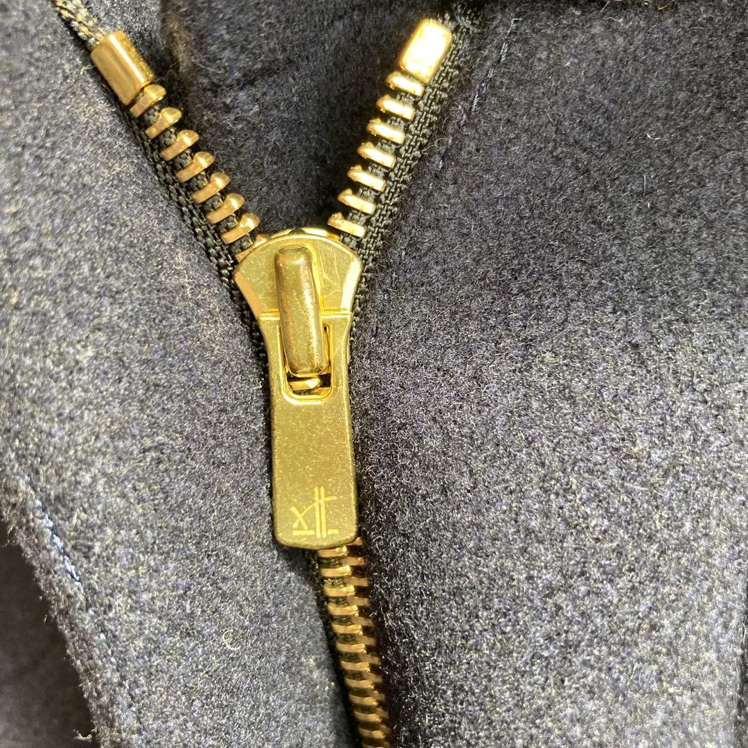 トゥモローランドコレクション　フード付きロングコート ウール　40 ネイビー