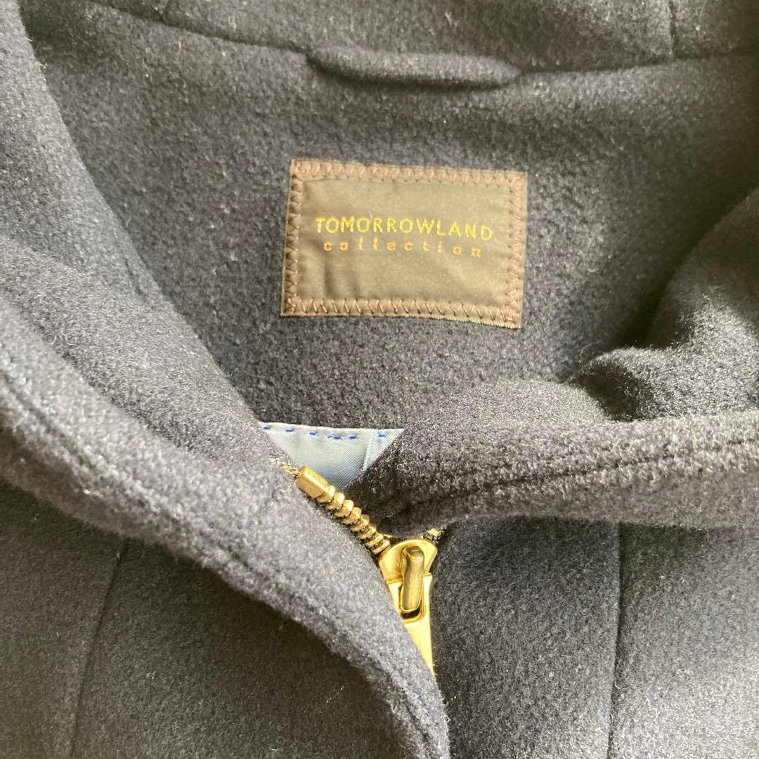 トゥモローランドコレクション　フード付きロングコート ウール　40 ネイビー