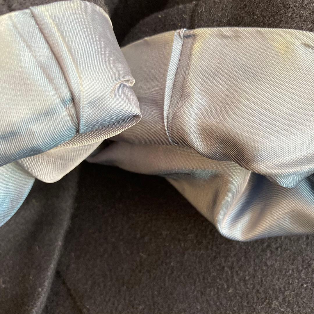 トゥモローランドコレクション　フード付きロングコート ウール　40 ネイビー