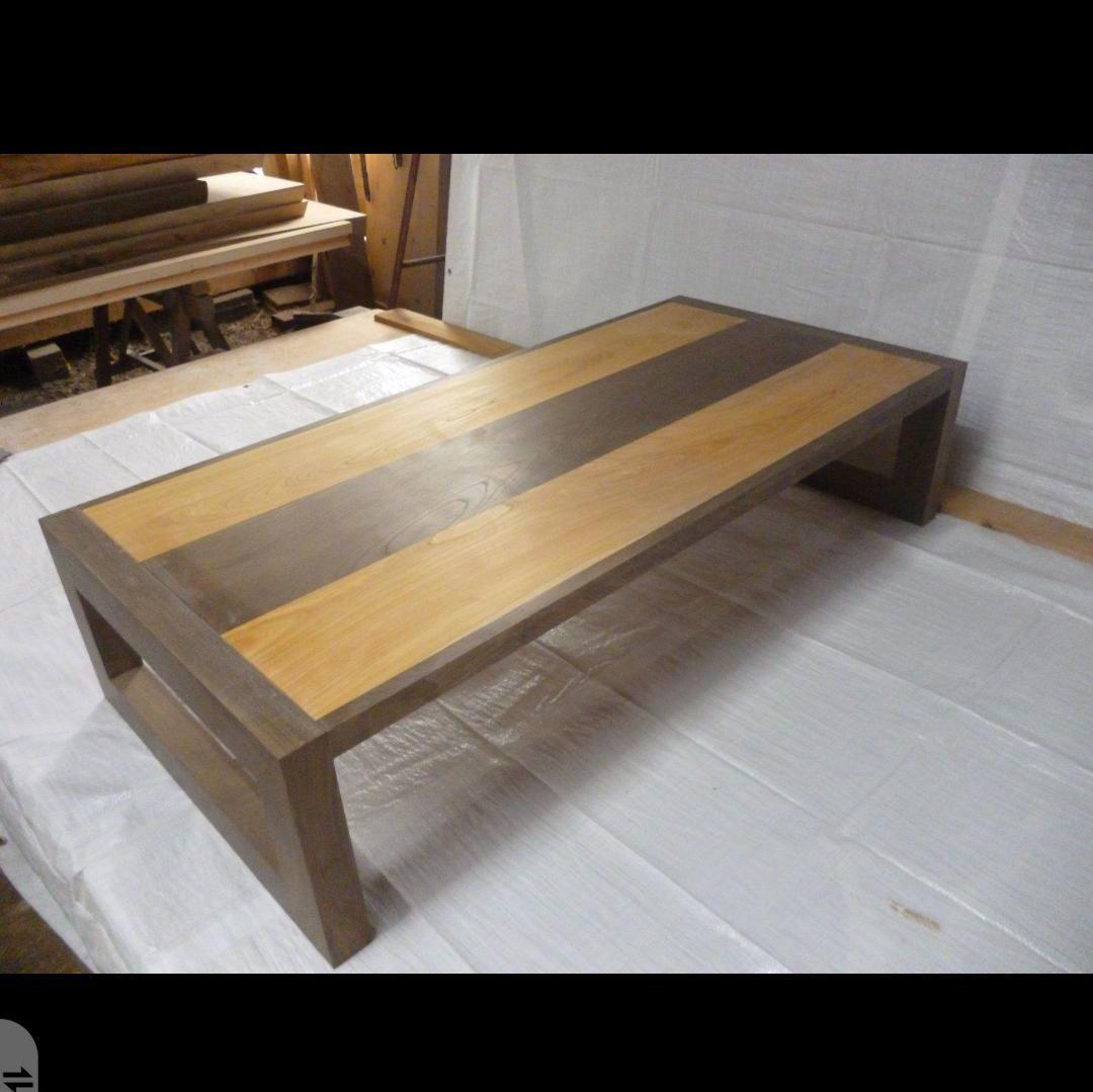 送料込み　神代ケヤキ　欅　2色テーブル　銘木　無垢材　埋もれ木　番号24