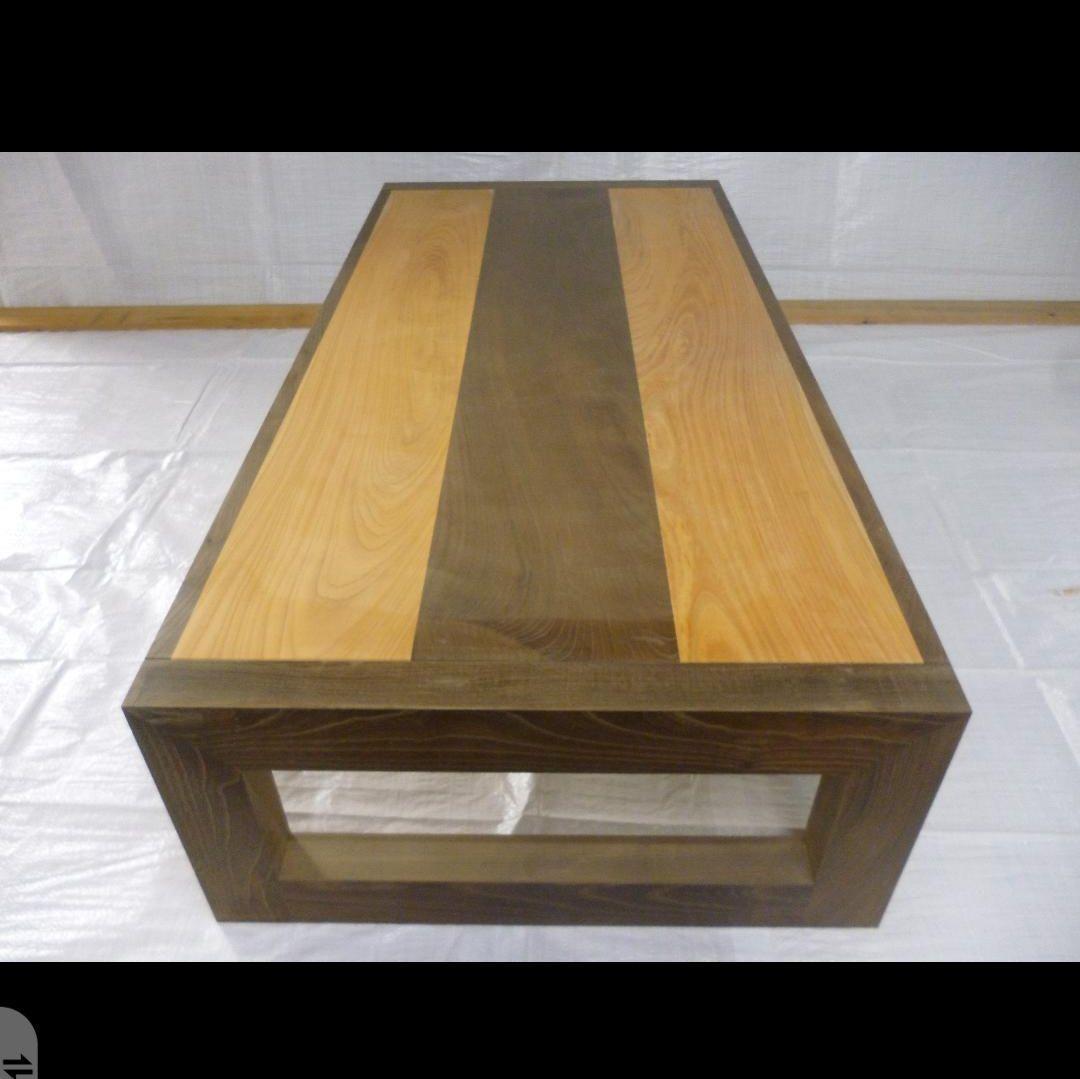 送料込み　神代ケヤキ　欅　2色テーブル　銘木　無垢材　埋もれ木　番号24