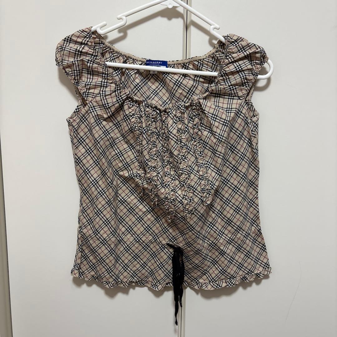 BURBERRY BLUE LABEL 半袖ブラウス チェック柄