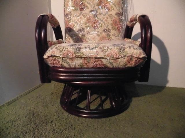 アウトレット【送料無料】高級ラタンギア式リクライニング回転座椅子【ハイタイプ】