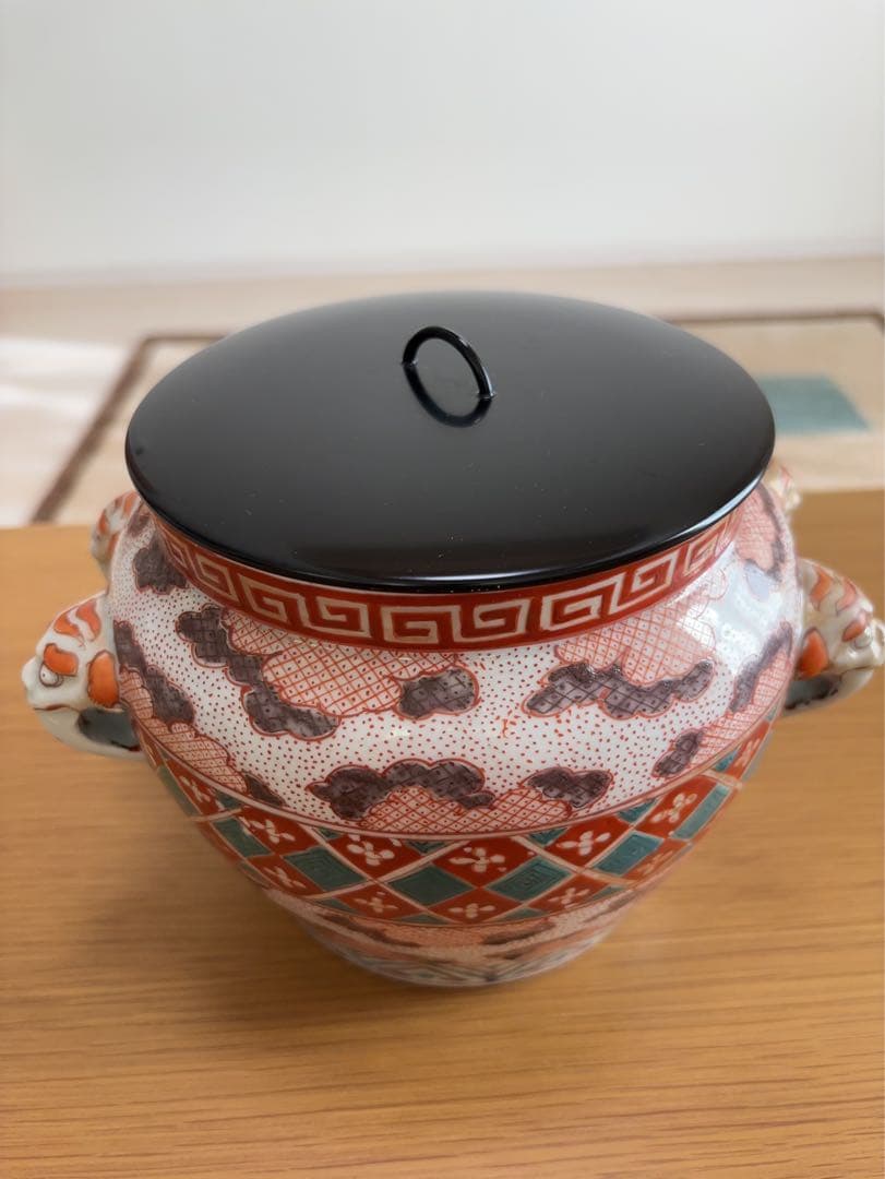 古伊万里盛期獅子耳水指 茶道具 水指 陶磁器 時代 陶芸