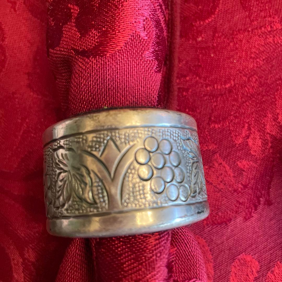 イギリスアンティーク ナプキンリング、ナプキン各6個