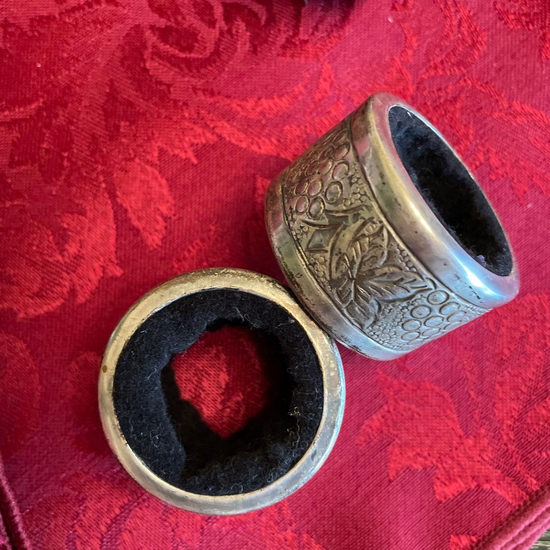 イギリスアンティーク ナプキンリング、ナプキン各6個