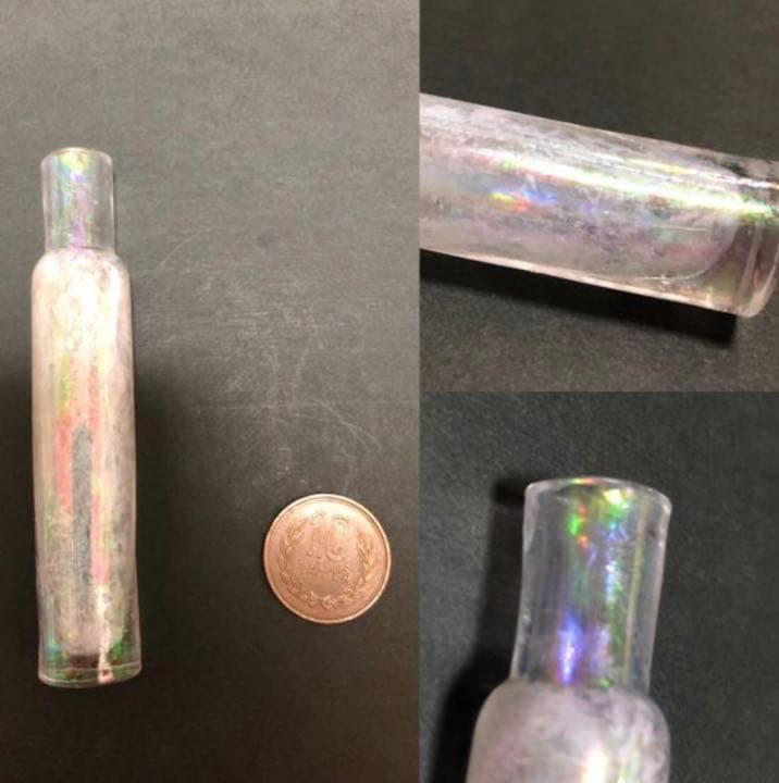 レトロ アンティーク 銀化ガラス小瓶