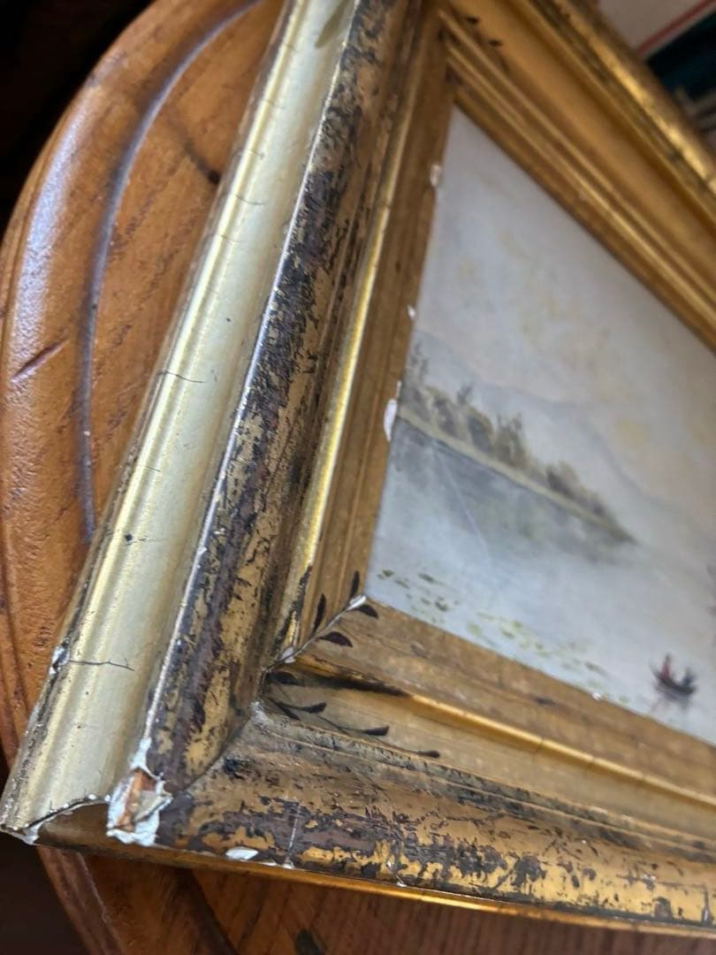 アンティーク　絵画　油絵　額付き　インテリア　装飾　1800年代　アメリカ