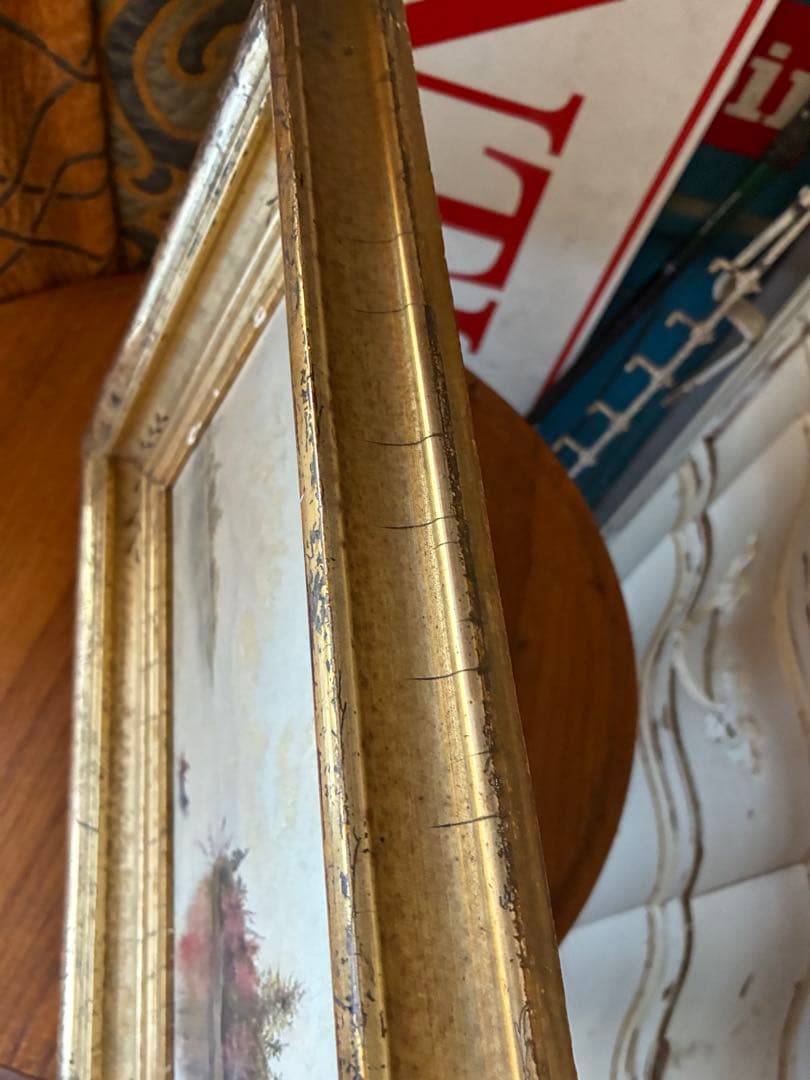 アンティーク　絵画　油絵　額付き　インテリア　装飾　1800年代　アメリカ